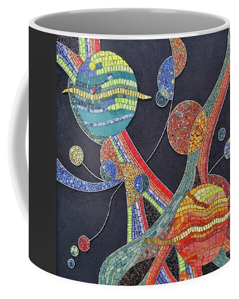 Mosaic Coffee Mug featuring the glass art In Another Galaxy by Adriana Zoon