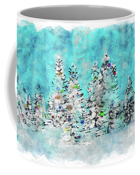 Trees In Snow Coffee Mug featuring the digital art In Celebration of Snow by Peggy Collins