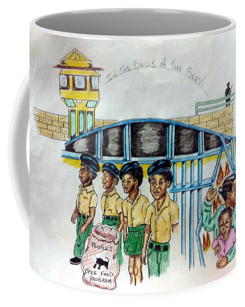 Black Art Coffee Mug featuring the drawing In the Belly of the Beast by Joedee