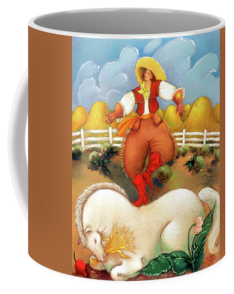 Horses Coffee Mug featuring the painting In the Field of Time and Space by Linda Carter Holman