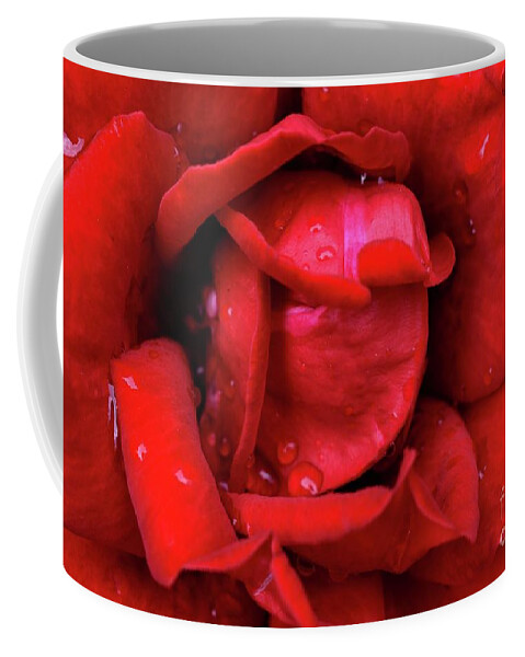 Nature Coffee Mug featuring the photograph In The Heart Of Rose Beauty 002 by Leonida Arte