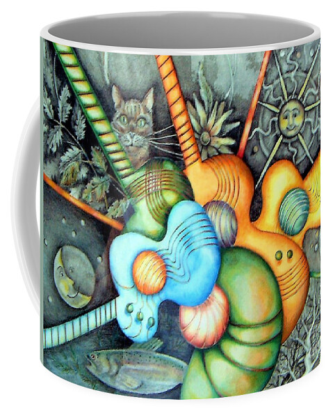 Guitars Coffee Mug featuring the drawing In the Key I See by Linda Shackelford
