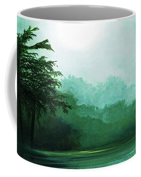 Boats In The Mist Coffee Mug featuring the painting IN THE MISTY MORNING-Prints-Decor-More-3 by Mary Grden