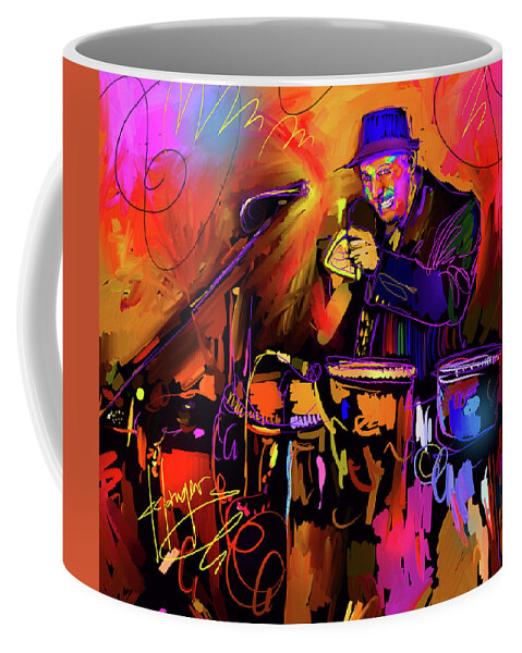 Jorge Bermudez Coffee Mug featuring the painting In The Percussion Zone by DC Langer