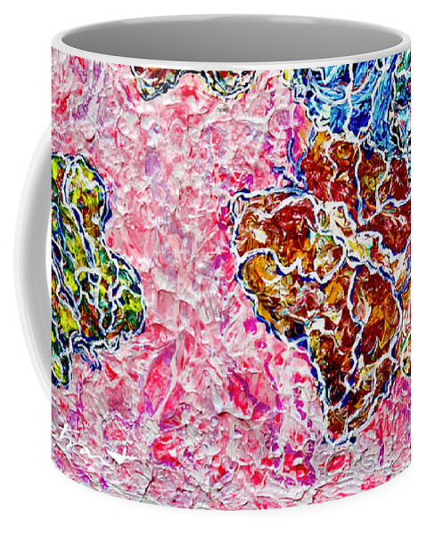 Canvas Coffee Mug featuring the painting In The Pink of The Night Butterflies Are Seen In Flight by Ellen Palestrant