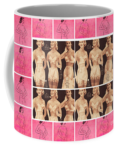 Girdles Coffee Mug featuring the mixed media In the Pink by Sally Edelstein