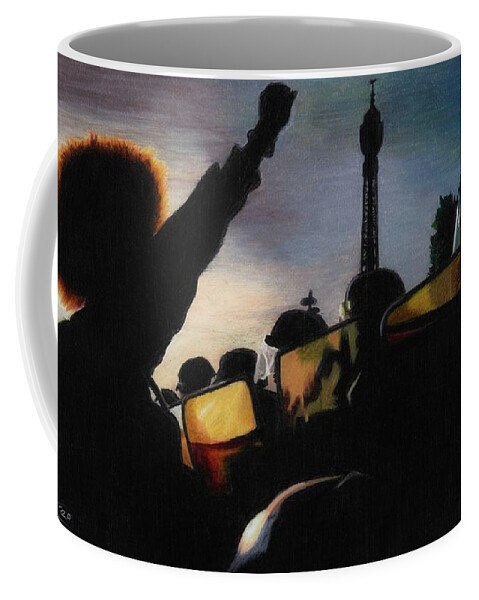 Blm Coffee Mug featuring the drawing In the Shadow of the Tower by Philippe Thomas