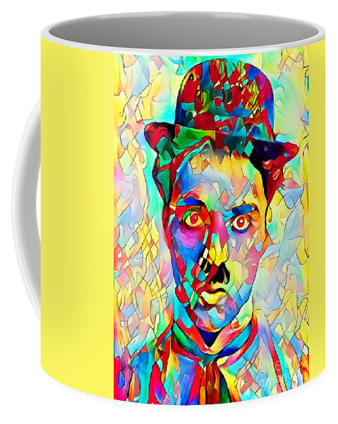 Wingsdomain Coffee Mug featuring the photograph Charlie Chaplin in Vibrant Painterly Colors 20200516a by Wingsdomain Art and Photography