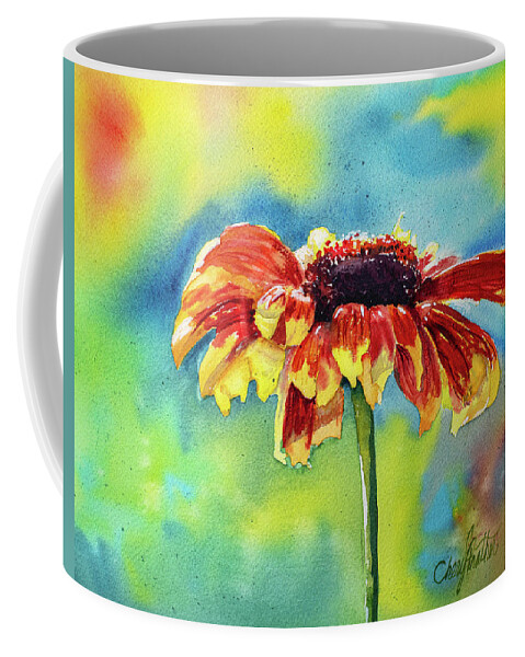 Flower Coffee Mug featuring the painting Blanket Flower by Cheryl Prather