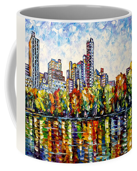 Colorful Cityscape Coffee Mug featuring the painting Indian Summer In The Central Park by Mirek Kuzniar