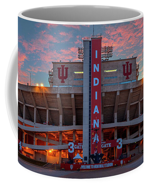 Memorial Stadium Bloomington Coffee Mug featuring the photograph Indiana University Memorial Stadium Bloomington at Dawn 2.5 to 1 Ratio by Aloha Art