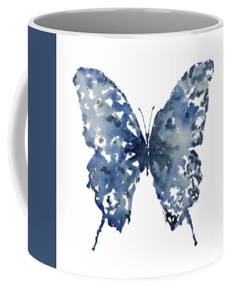 Butterfly Coffee Mug featuring the painting Indigo Butterfly by Liana Yarckin