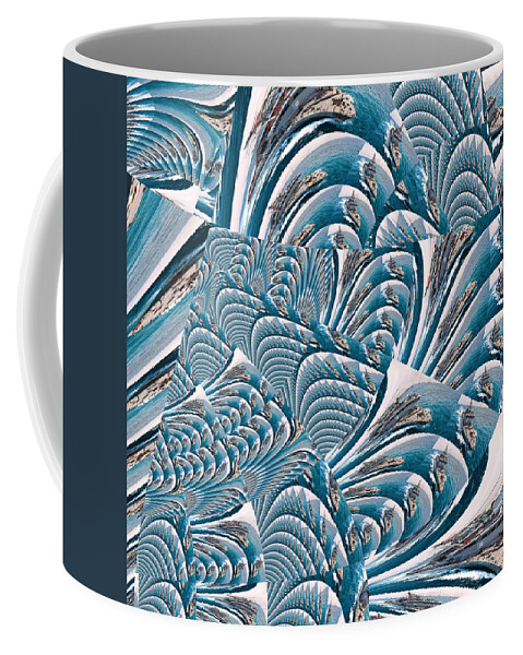 Fractal Coffee Mug featuring the mixed media Indigo Sea Mother Shuffle by Stephane Poirier
