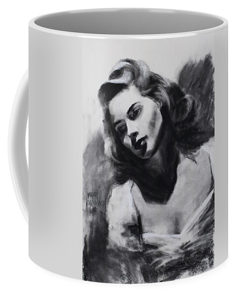 Ingrid Bergman Coffee Mug featuring the drawing Ingrid Bergman by Jordan Henderson