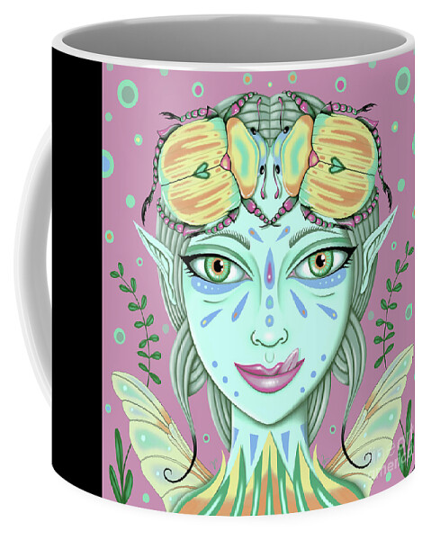 Fantasy Coffee Mug featuring the digital art Insect Girl, Scarabella - Sq. Rose by Valerie White