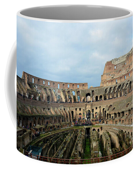 Colesseum Coffee Mug featuring the photograph Inside the Colosseum by Regina Muscarella