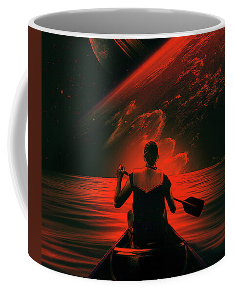 Moon Coffee Mug featuring the digital art Into The Horizon by Nicebleed