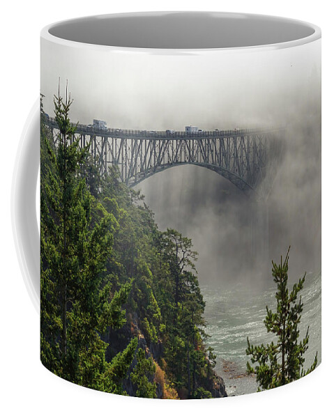Deception Pass Coffee Mug featuring the photograph Into The Mist by Michael Rauwolf