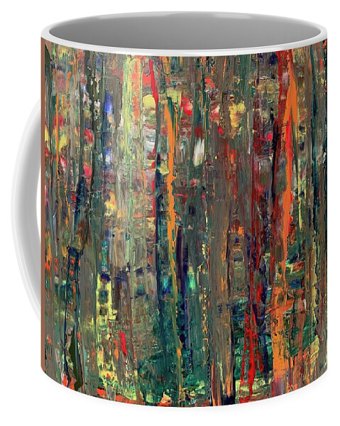 Abstract Coffee Mug featuring the painting Into the Woods 1 by Teresa Moerer