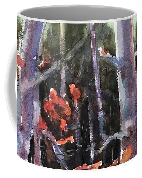 Forest Coffee Mug featuring the painting Into the Woods by Judith Levins