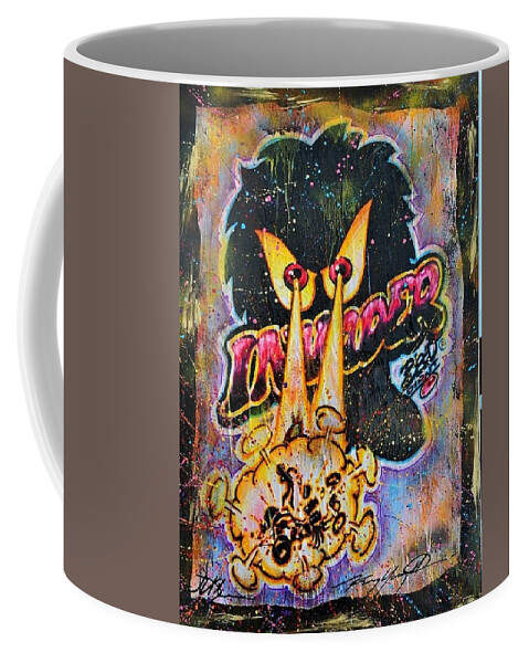  Coffee Mug featuring the painting Invader Bitch Death Ray by Kenny Youngblood and JD Kline