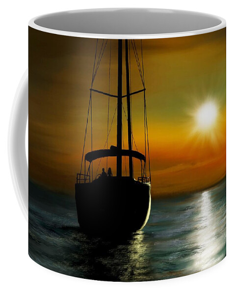 Illustration Coffee Mug featuring the digital art IPad Painting - Into the Night by Ron Grafe