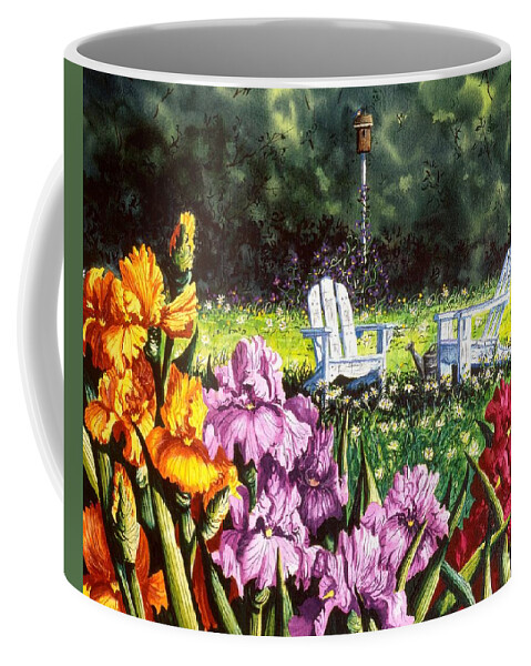 Iris Coffee Mug featuring the painting Iris Beauty by Diane Phalen