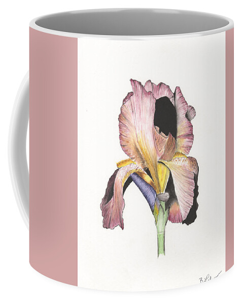 Iris Coffee Mug featuring the painting Iris, Burgundy by Bob Labno