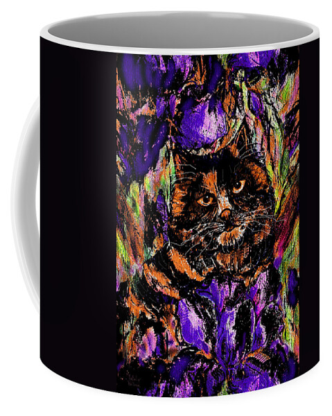 Cat Coffee Mug featuring the painting Iris by Natalie Holland