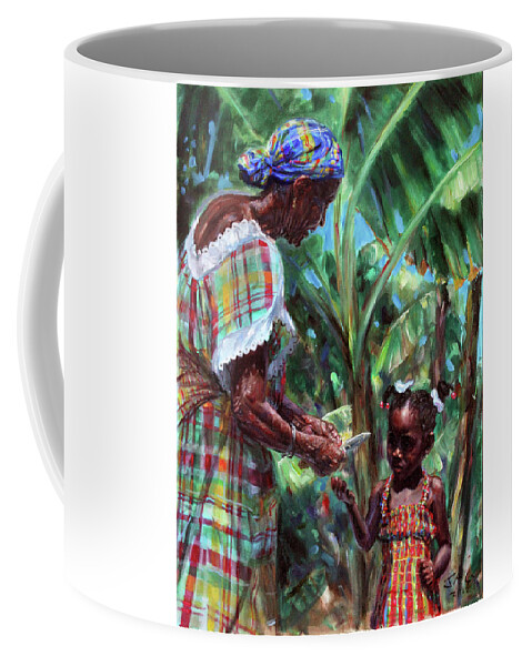 Caribbean Coffee Mug featuring the painting Ish Mwen by Jonathan Gladding