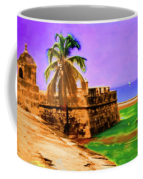 Caribbean Coffee Mug featuring the digital art Island Fort by CHAZ Daugherty