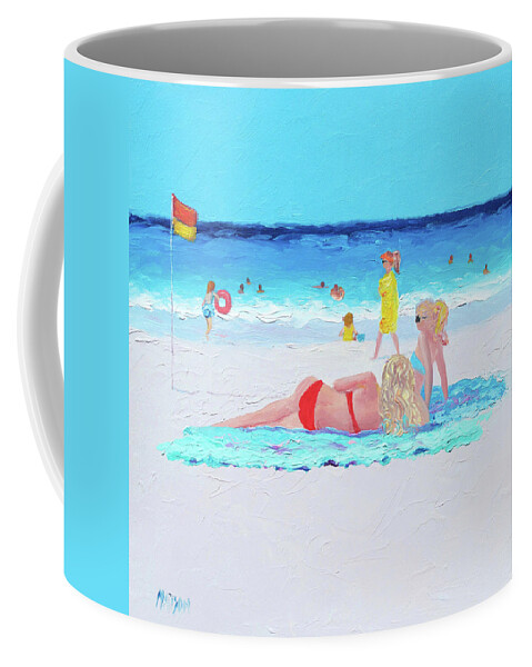 Beach Coffee Mug featuring the painting It was a lazy summer day by Jan Matson