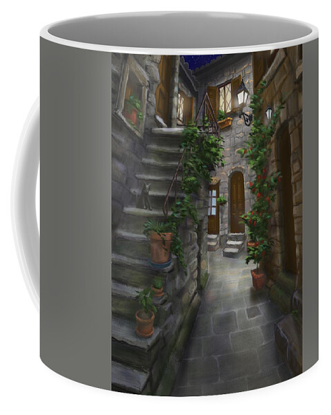 Italy Coffee Mug featuring the digital art Italian Cul-de-sac by Don Morgan