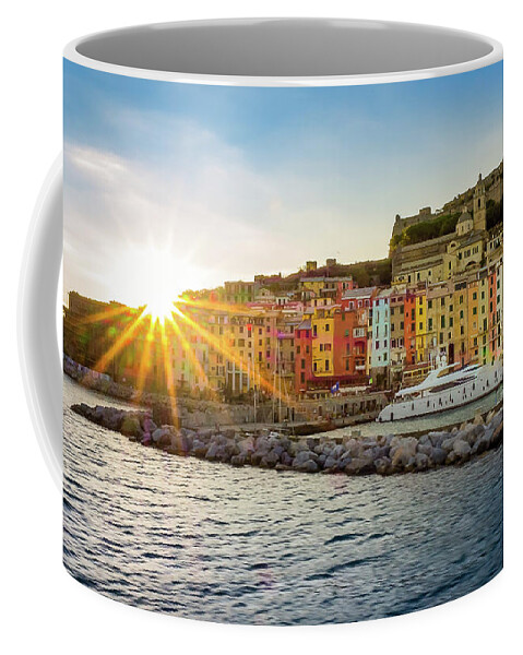 Italy Coffee Mug featuring the photograph Italian harbor at sunset by Robert Miller