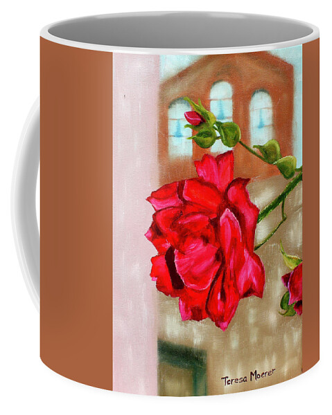 Rose Coffee Mug featuring the painting Italian Rose by Teresa Moerer