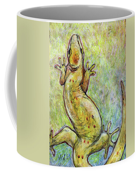 Gecko Coffee Mug featuring the mixed media It's a Gecko by AnneMarie Welsh