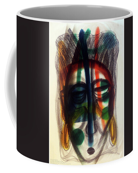 African Coffee Mug featuring the painting It's Me I Am by Winston Saoli 1950-1995