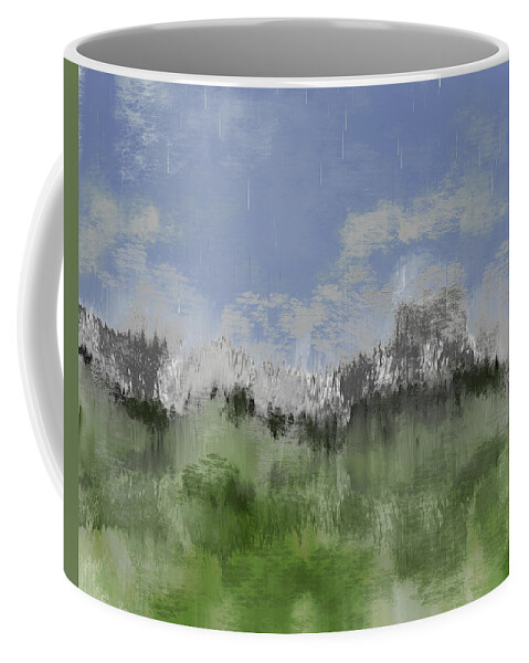 Central Park Coffee Mug featuring the digital art It's Raining in Central Park by Alison Frank