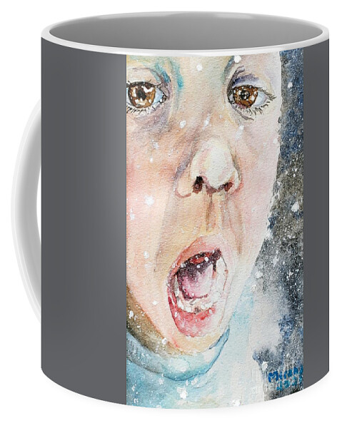Snow Coffee Mug featuring the painting It's SNOWING by Merana Cadorette