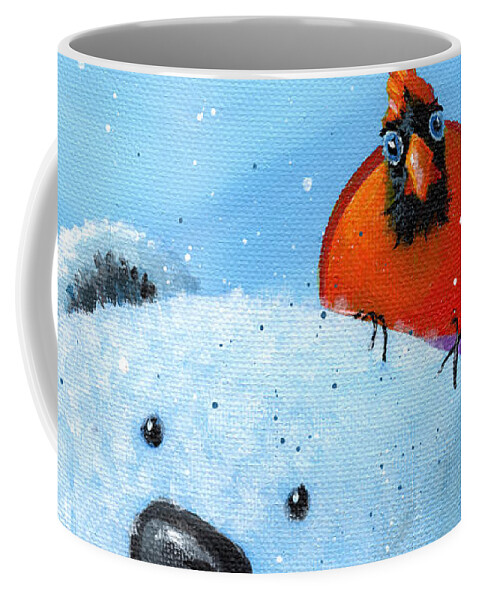Winter Coffee Mug featuring the painting I've Got Your Back - Polar Bear and Cardinal by Annie Troe