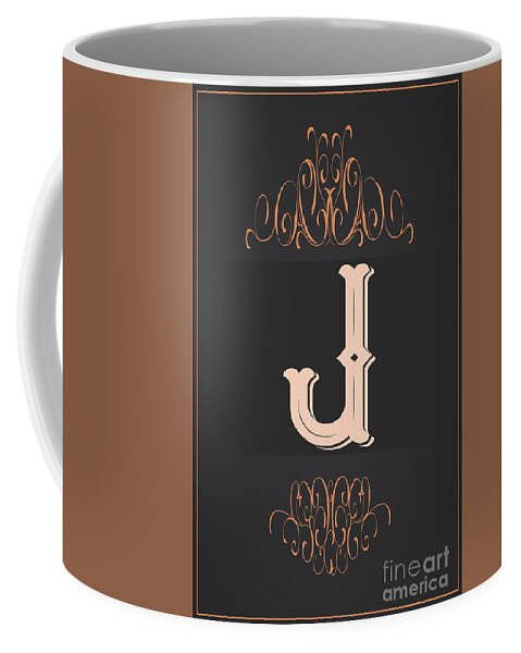 J Coffee Mug featuring the digital art J Monogram by Manos Chronakis