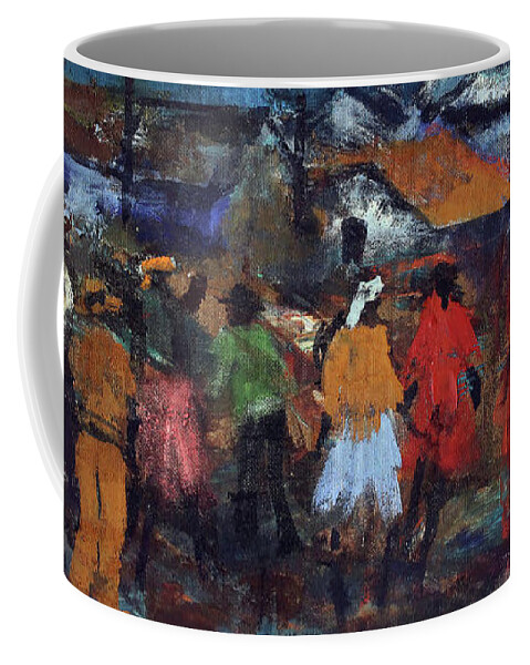  Coffee Mug featuring the painting Talk Of The Town by Joe Maseko