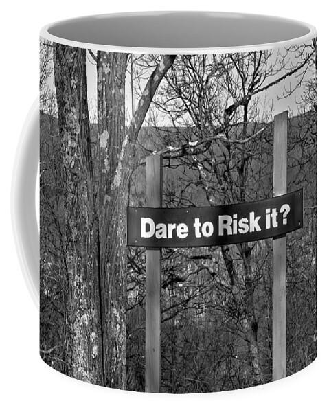 Jack Coffee Mug featuring the photograph Jack Frost Dare To Risk It Black And White by Adam Jewell