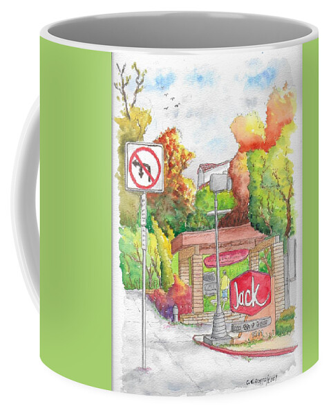 Jack In The Box Coffee Mug featuring the painting Jack in the Box in Laguna Beach, California by Carlos G Groppa