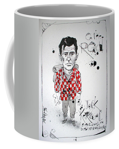  Coffee Mug featuring the drawing Jack Kerouac by Phil Mckenney