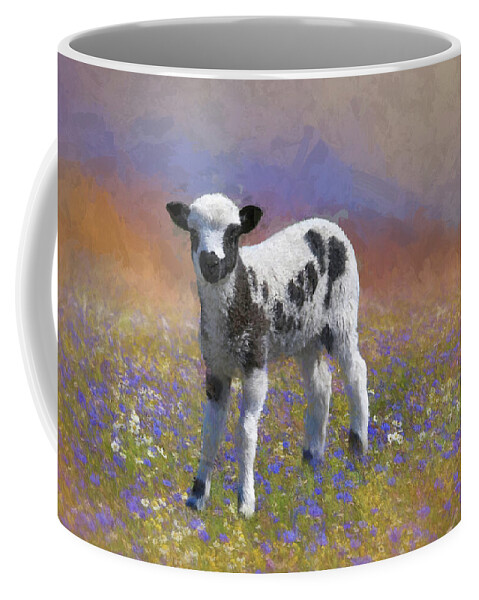 Jacob Sheep Coffee Mug featuring the photograph Jacob's Lamb by Donna Kennedy