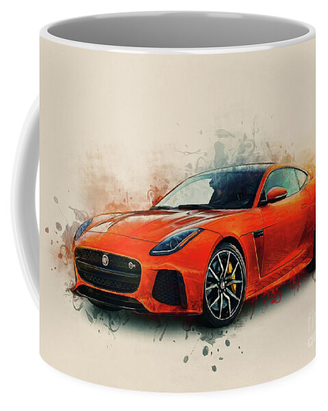 Car Coffee Mug featuring the digital art Jaguar F Type SVR Coupe by Ian Mitchell