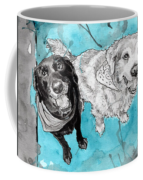 Dog Coffee Mug featuring the painting Jake and Riley by Tiffany DiGiacomo