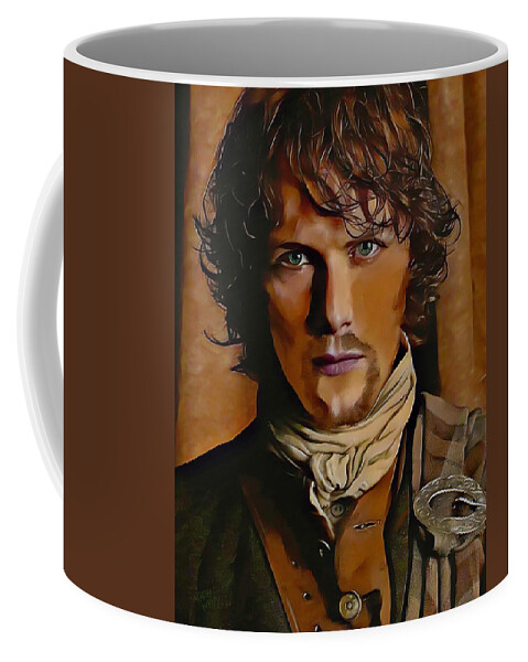 Jamie Fraser Coffee Mug featuring the mixed media Jamie Fraser by Kathy Kelly