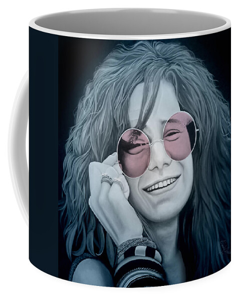 Janis Joplin Coffee Mug featuring the mixed media Janis by Cindy Anderson